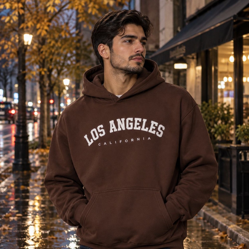 هودی کلاهدار و جیب دار مردانه زنانه مدل Los Angeles