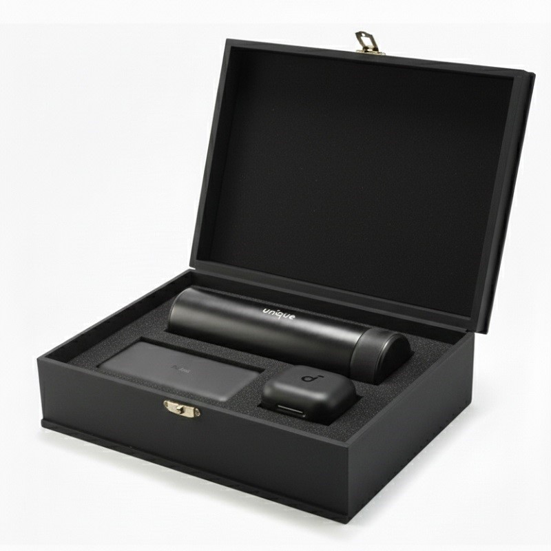 پکیج هدیه سازمانی مدیران (پاوربانک شیائومی هدفون بلوتوثی انکر R50 فلاسک دماسنج دار جعبه لاکچری)